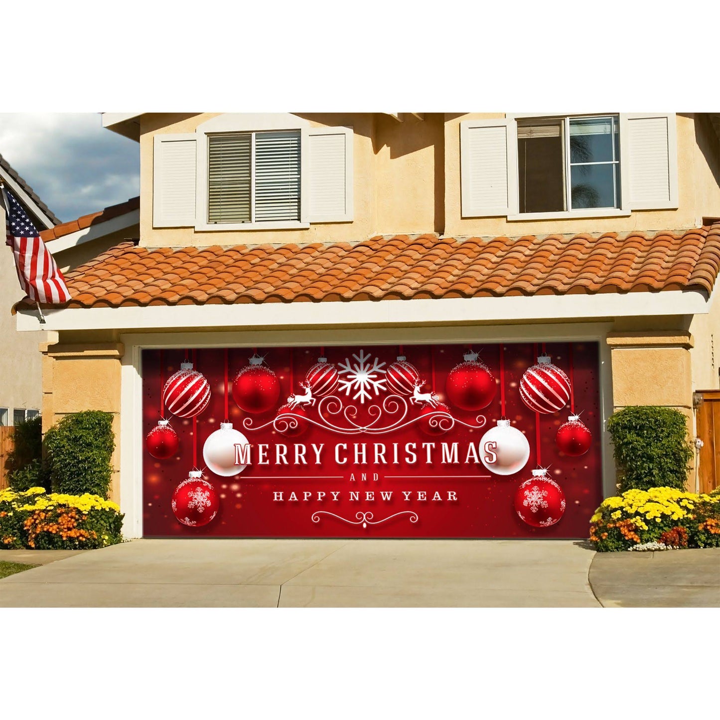 Door Decor 7 X16 Ft. Red Ornaments In Snow Outdoor Christmas Holiday Door Banner Decor Multi Color | 285905xmas-007