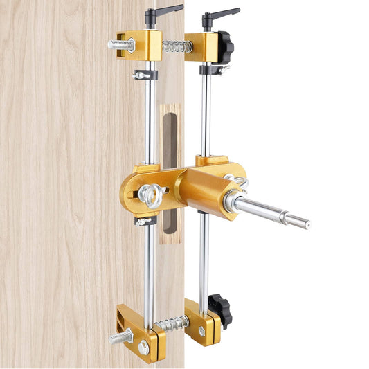 Door Lock Hole Opener Kit Lock Mortiser For Wooden Doors Door Lock Installation Kit Mortising Machine Mortise Jig With 3 Drill Bits, Yellow