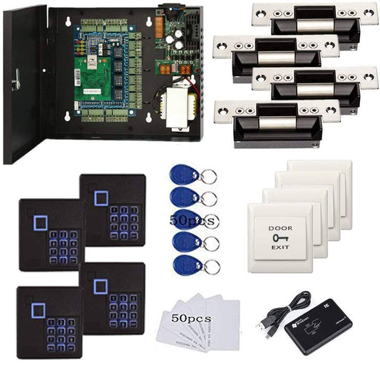 Doors Complete Tcp/Ip Rfid Access Control Systems With North American Standard Electric Strike For Latch Doors Keypad Reader 110v Power Supply Box